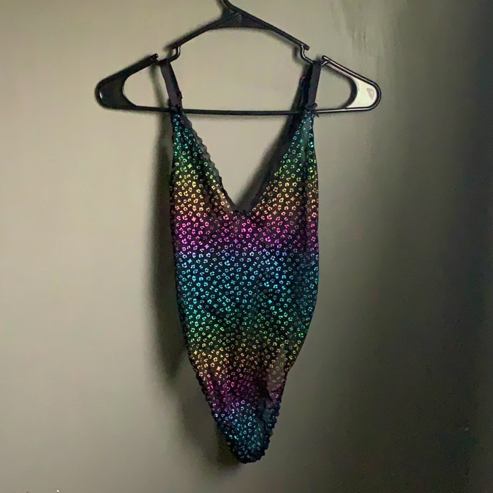 Rainbow leopard bodysuit